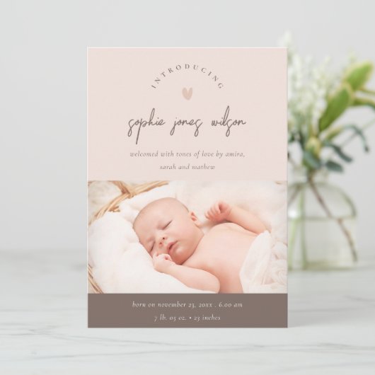 Roze minimale hartstilstand Aankondiging van de ge (Staand voorkant)