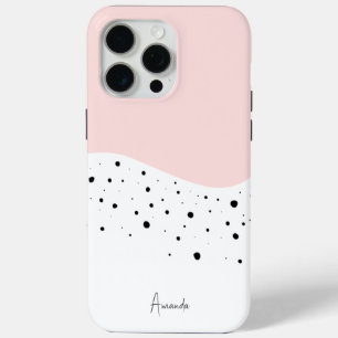 Roze minimale vormgeving met stippen Hoesje-Mate i iPhone 15 Pro Max Hoesje