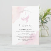 Roze minimale Waterverf duif kruis meisje doop Kaart (Staand voorkant)