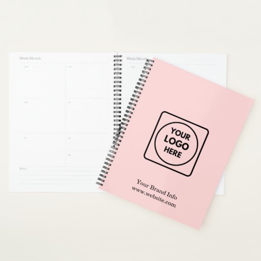 Roze Minimalist | Aangepast Modern Zakelijk Logo Planner (Display)