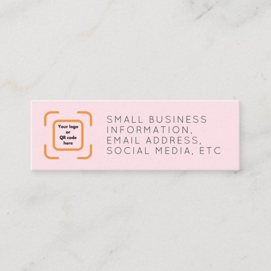 Roze Minimalist Dank u kleine bedrijven Logo QR Mini Visitekaartje (Voorkant)