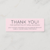 Roze Minimalist Dank u kleine bedrijven Logo QR Mini Visitekaartje (Achterkant)