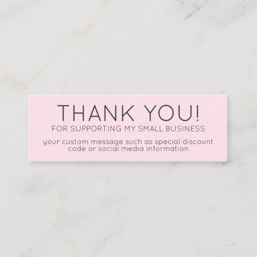 Roze Minimalist Dank u kleine bedrijven Logo QR Mini Visitekaartje (Achterkant)