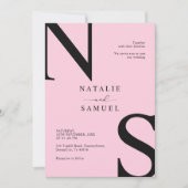 Roze Minimalist & Elegant Bold Initiaal Bruiloft Kaart (Voorkant)