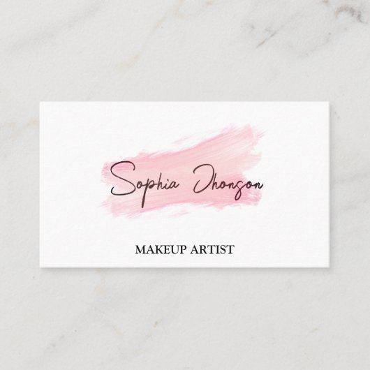 Roze minimalist en feminine Makeup artiest Visitekaartje (Voorkant)