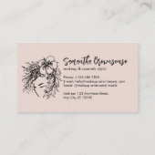 Roze minimalist Floral Hair Style Makeup Cosmetic Visitekaartje (Achterkant)