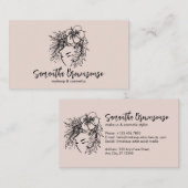 Roze minimalist Floral Hair Style Makeup Cosmetic Visitekaartje (Voorkant / Achterkant)