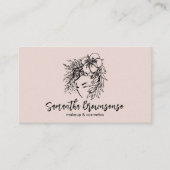Roze minimalist Floral Hair Style Makeup Cosmetic Visitekaartje (Voorkant)