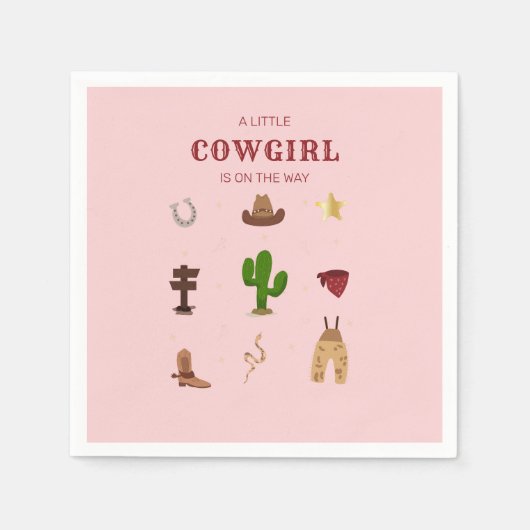 Roze Minimalist Rodeo Cowgirl Baby shower Servet (Voorkant)