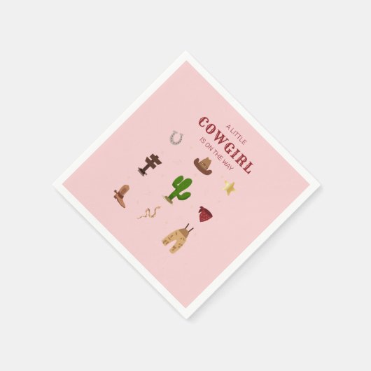 Roze Minimalist Rodeo Cowgirl Baby shower Servet (Hoek)