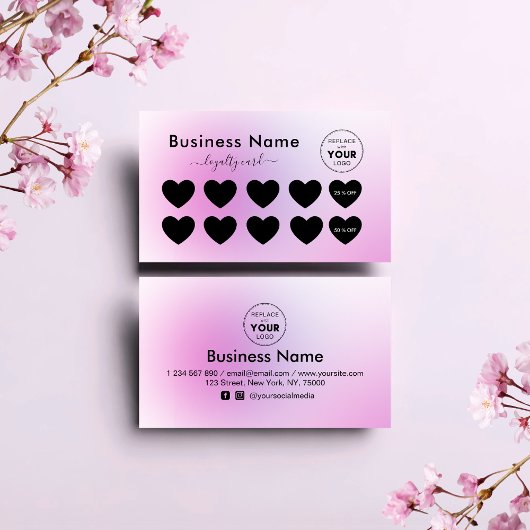  roze minimalist Voeg je Logo-schoonheidssalon toe Klantenkaartje