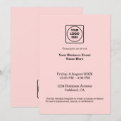 Roze Minimalistisch | Aangepast Zakelijk Event Log Kaart (Voorkant / Achterkant)