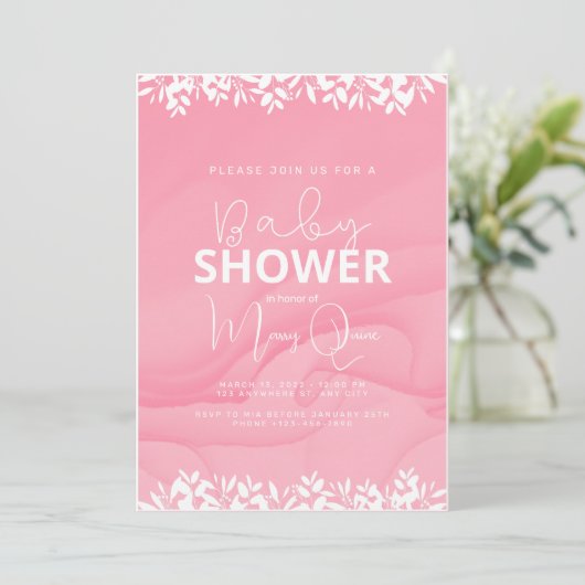 Roze minimalistisch Baby shower Kaart (Staand voorkant)