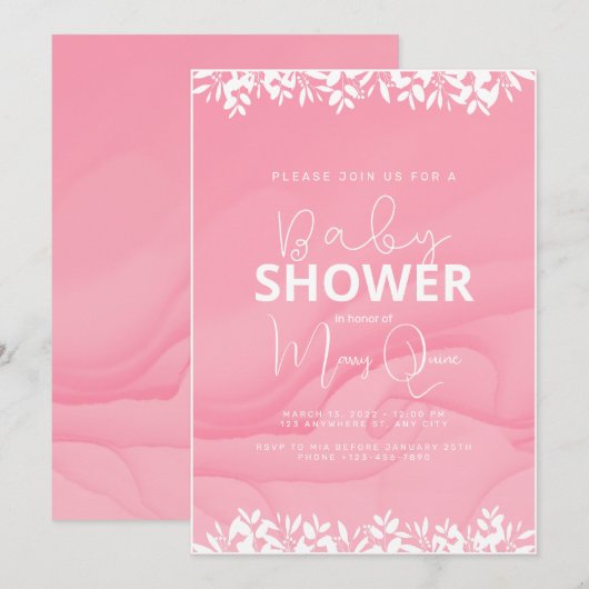 Roze minimalistisch Baby shower Kaart (Voorkant / Achterkant)