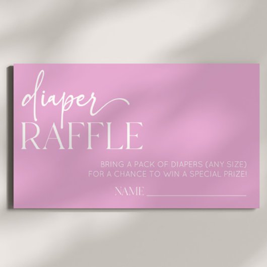 Roze Minimalistisch Baby showers luier Raffle Informatiekaartje