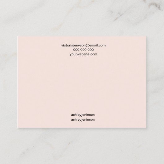 Roze, minimalistisch elegant kapotte haarklemtoon visitekaartje (Achterkant)