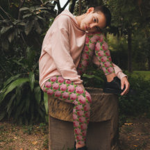 roze minimalistisch Floral Green Leaf