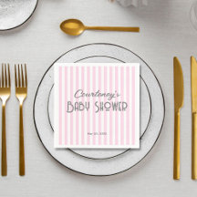 Roze minimalistisch gestreepte Baby shower
