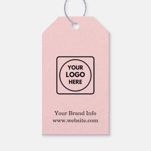Roze Minimalistisch Logo | Aangepaste Zakelijke Hu Cadeaulabel (Voorkant)