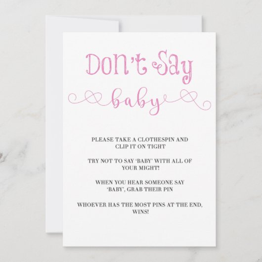 Roze Minimalistisch Manuscript zeg niet Baby uitno (Voorkant)