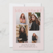 Roze Minimalistisch Modern 5 Arch Photo Afstuderen Kaart (Achterkant)