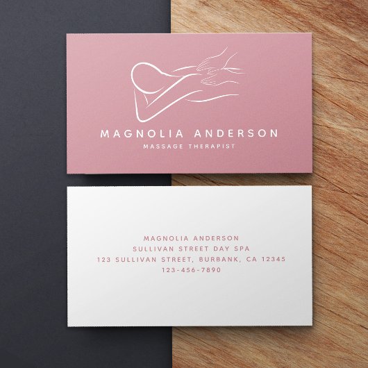 Roze minimalistisch modern | Massagetherapist Visitekaartje