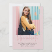 Roze Minimalistisch Modern Vertical 5 foto Afstude Kaart (Achterkant)