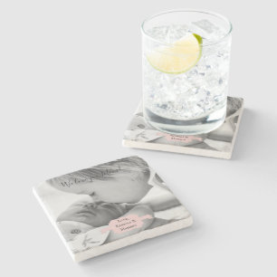 Roze, minimalistisch Moederdag Onderzetter