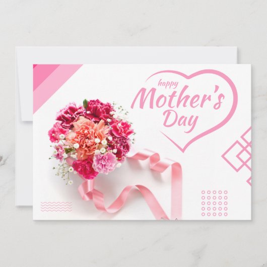 Roze minimalistisch Moederdag Wenskaart Feestdagenkaart (Voorkant)