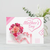 Roze minimalistisch Moederdag Wenskaart Feestdagenkaart (Staand voorkant)