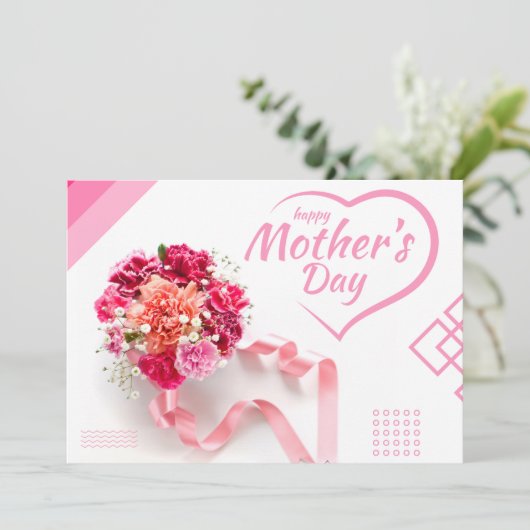 Roze minimalistisch Moederdag Wenskaart Feestdagenkaart (Staand voorkant)