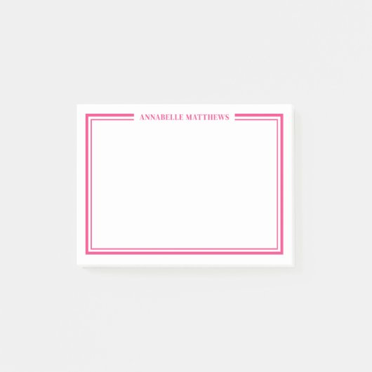 Roze Minimalistisch Monogram Post-it® Notes (Voorkant)
