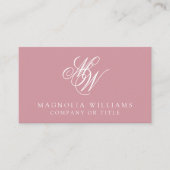 Roze minimalistisch monogram QR-code Visitekaartje (Voorkant)