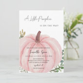 Roze Minimalistisch pompoen Baby shower Kaart (Staand voorkant)
