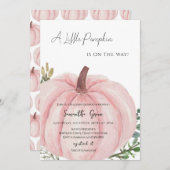 Roze Minimalistisch pompoen Baby shower Kaart (Voorkant / Achterkant)