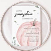 Roze Minimalistisch pompoen Baby shower Kaart