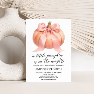 Roze Minimalistisch pompoen Baby shower Kaart
