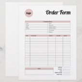 Roze minimalistisch productbestelformulier briefhoofd (Voorkant / Achterkant)