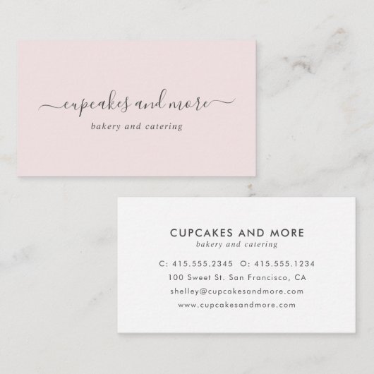 Roze minimalistisch Visitekaartje handschrift (Voorkant / Achterkant)