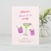 Roze Minimalistisch Vrijgezellenfeest bruid om par Kaart (Staand voorkant)