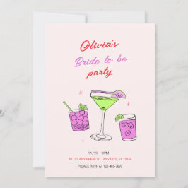 Roze Minimalistisch Vrijgezellenfeest bruid om par Kaart