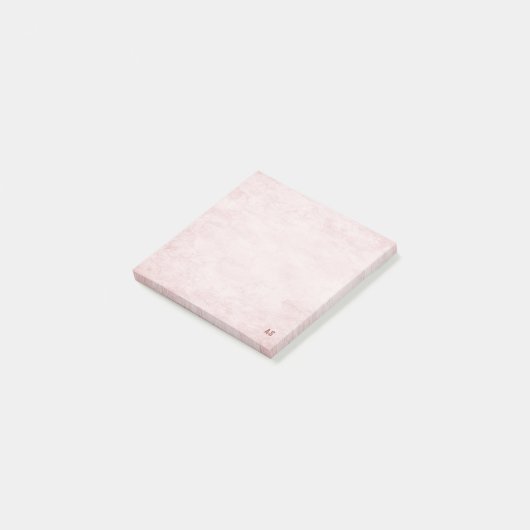 Roze minimalistisch vrouwelijk papier Monogram 3M Post-it® Notes (Schuin)