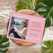 Roze Minimalistische Afstudeeraankondiging Briefkaart