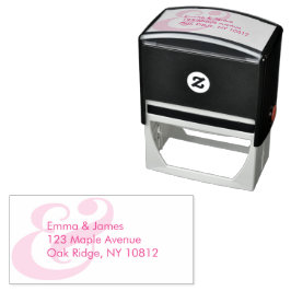 Roze Minimalistische Ampersand Huwelijks Retouradr Zelfinktende Stempel