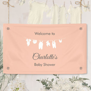 Roze Minimalistische Baby Meisje Shower Spandoek