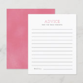 Roze minimalistische Baby shower Advice Kaart (Voorkant / Achterkant)