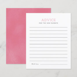 Roze minimalistische Baby shower Advice Kaart