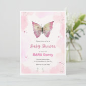 Roze Minimalistische Baby shower Invitation Kaart (Staand voorkant)