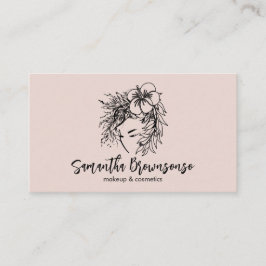 Roze Minimalistische Bloemige Kapsel Make-up Cosme Visitekaartje