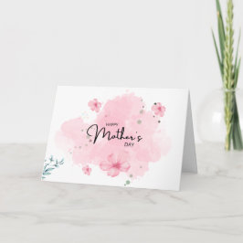 Roze Minimalistische Bloemige Moederdag Wenskaart Kaart